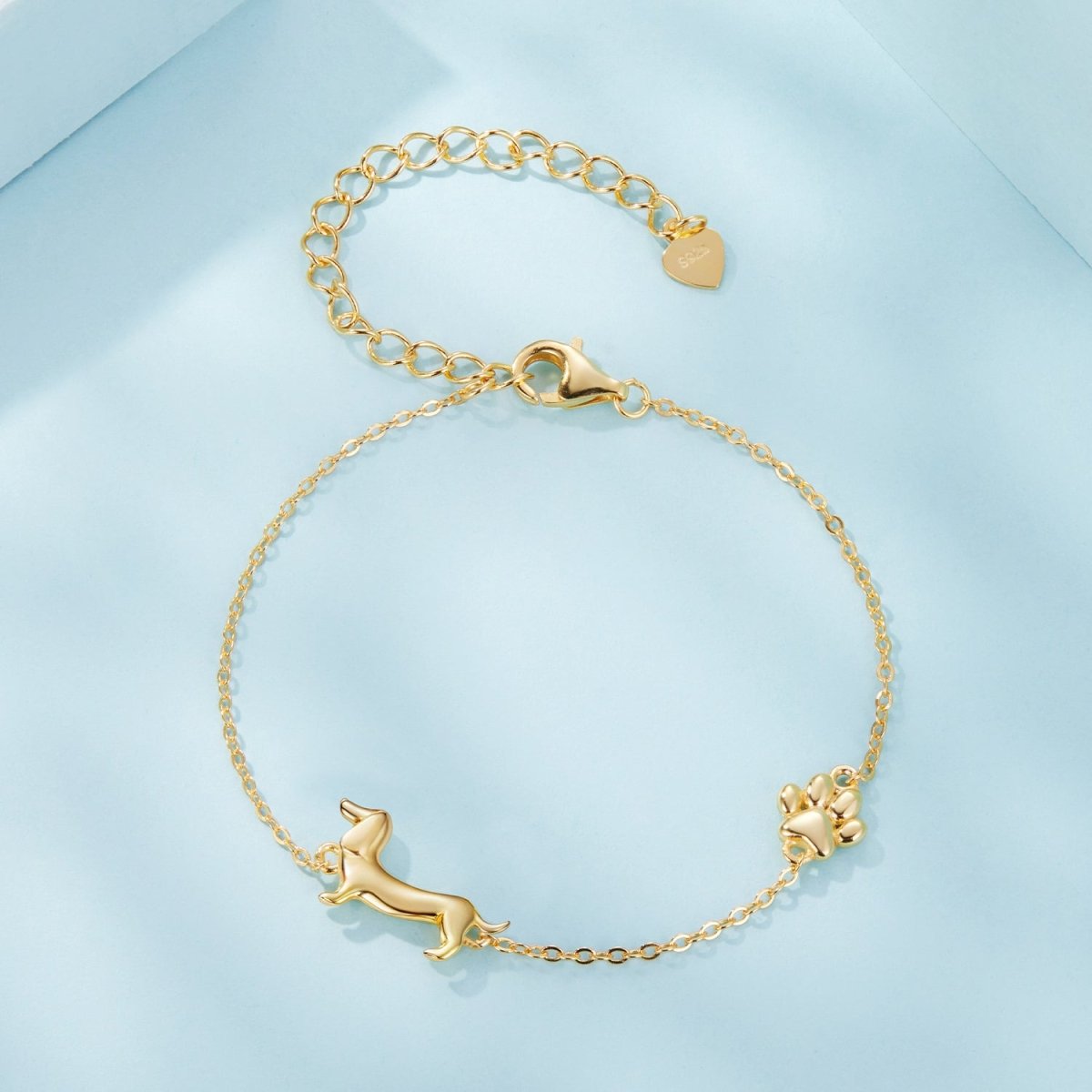 Dachshund & Paw Print Chain Bracelet