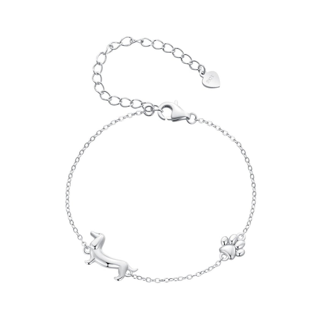Dachshund & Paw Print Chain Bracelet