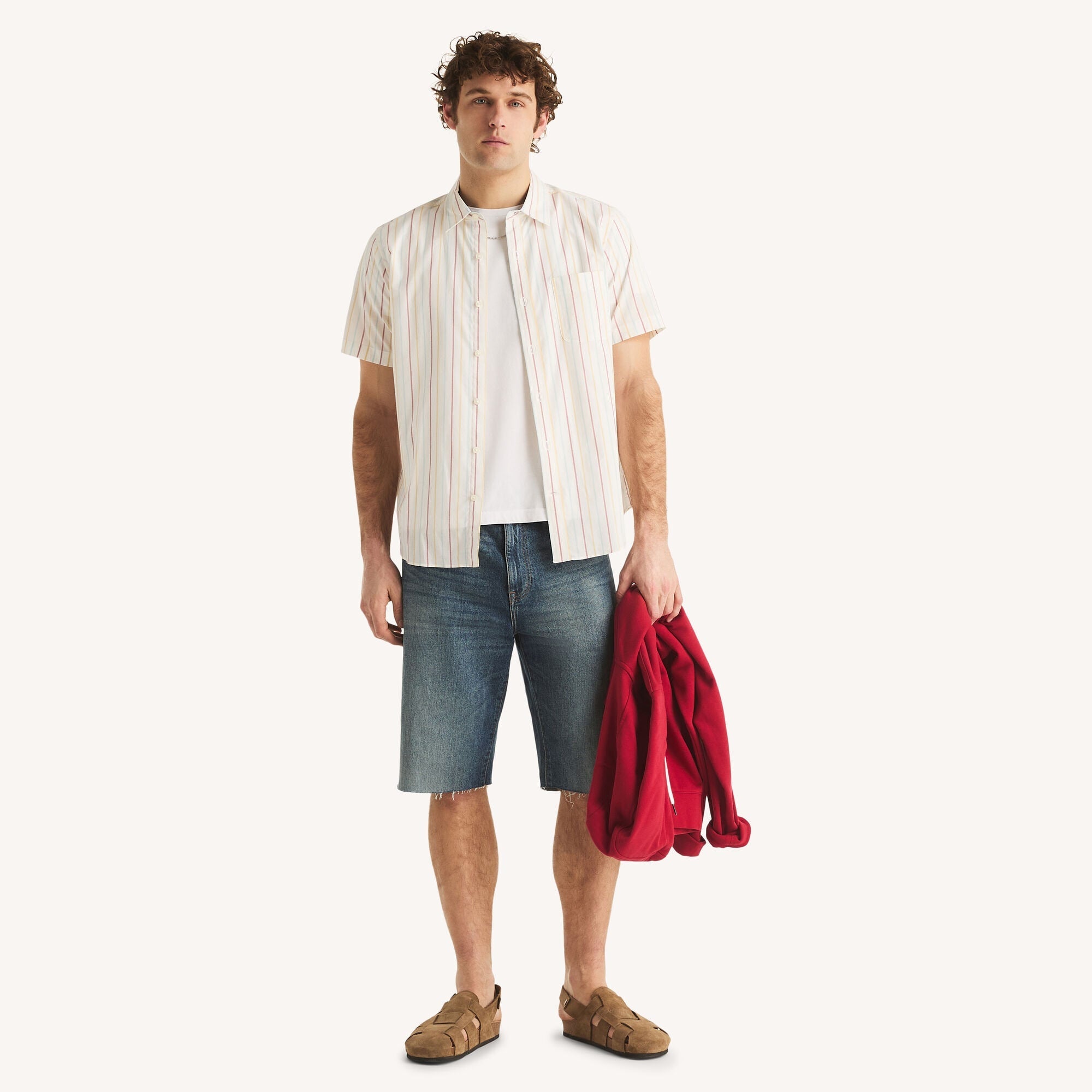 Nautica Mens Striped Short-Sleeve Shirt