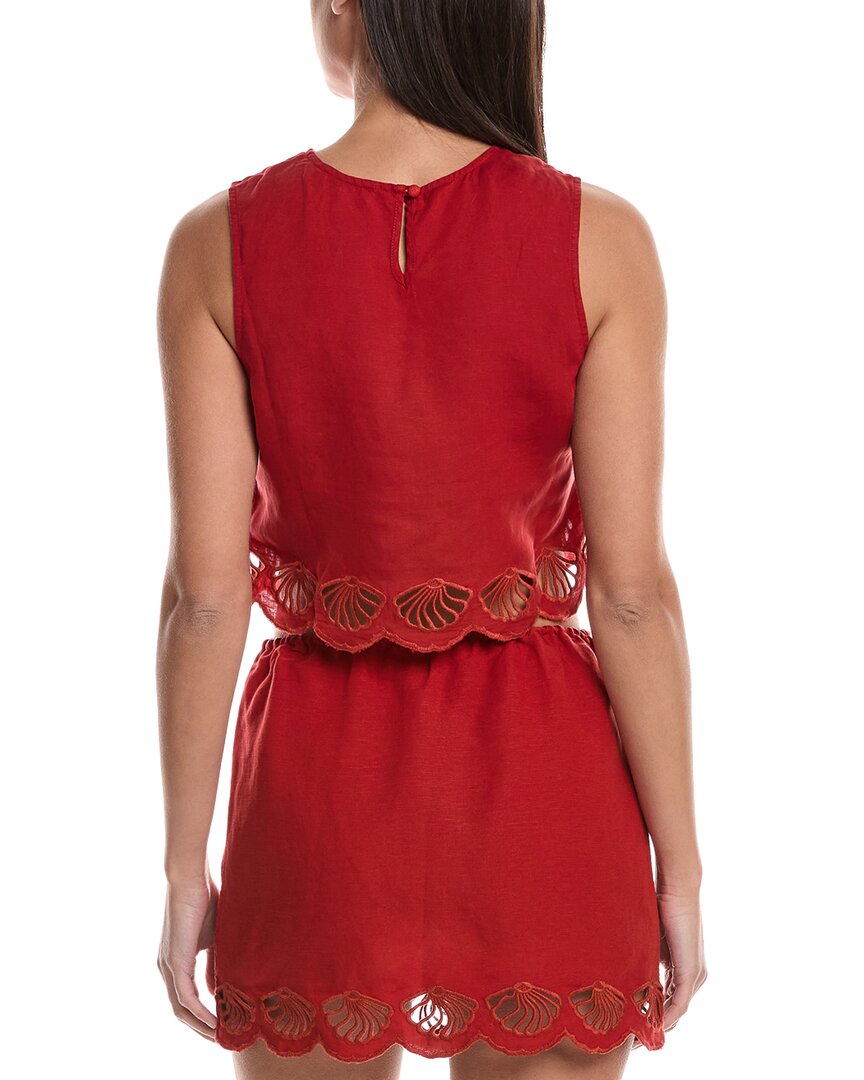 Onia Air Linen-Blend Scallop Tank