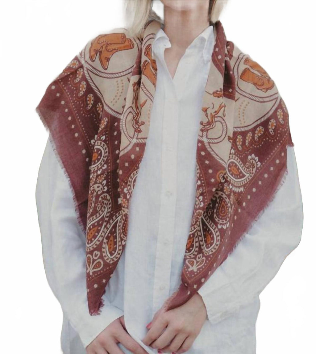 Women's Wool Blend Bandana In Rodeo Cappucino