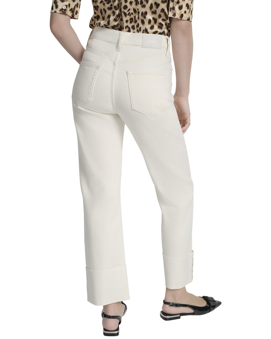 DKNY High Rise Ecru Relaxed Straight Jean