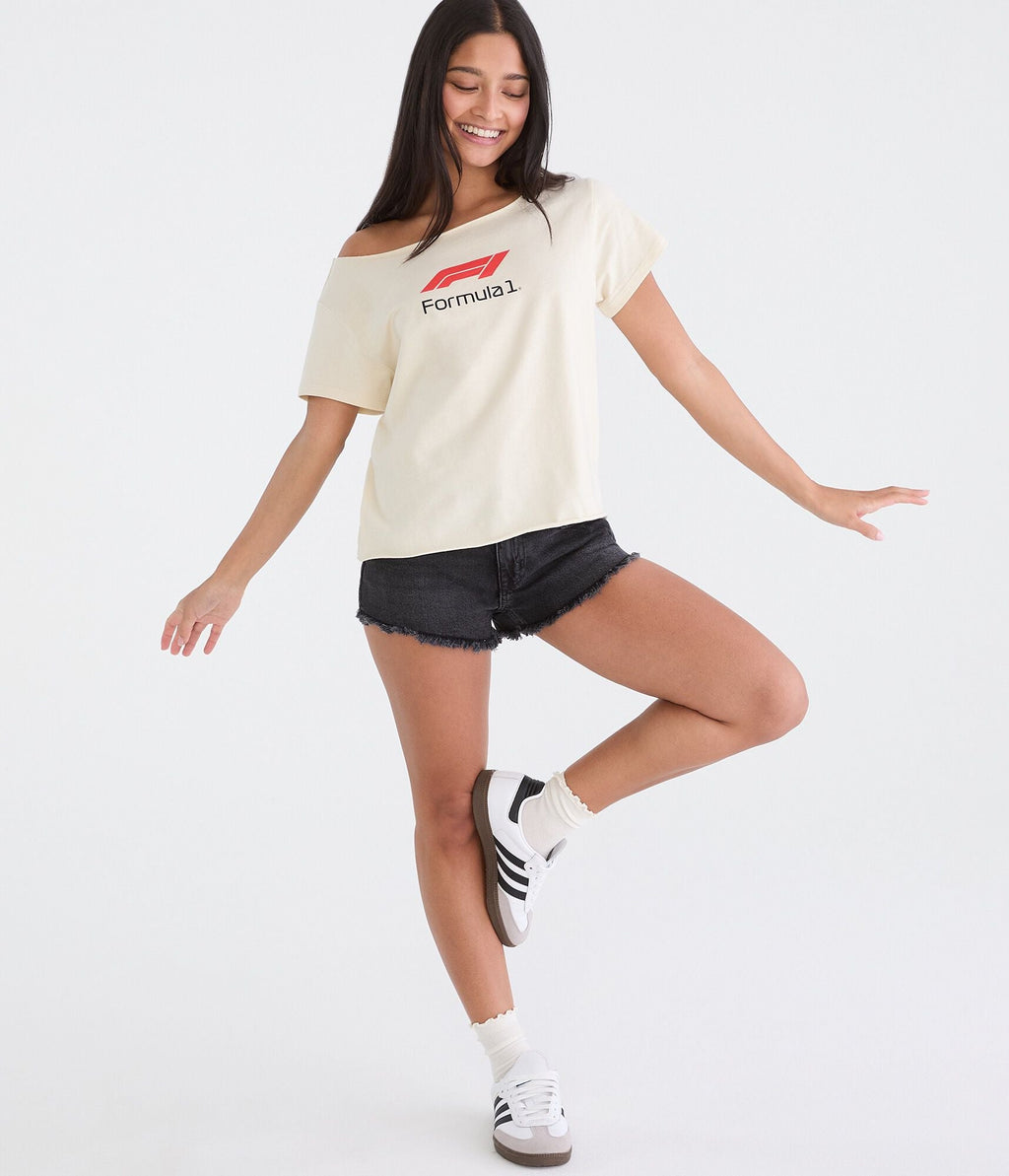 Aeropostale Formula 1 Car Off-The-Shoulder Graphic Tee