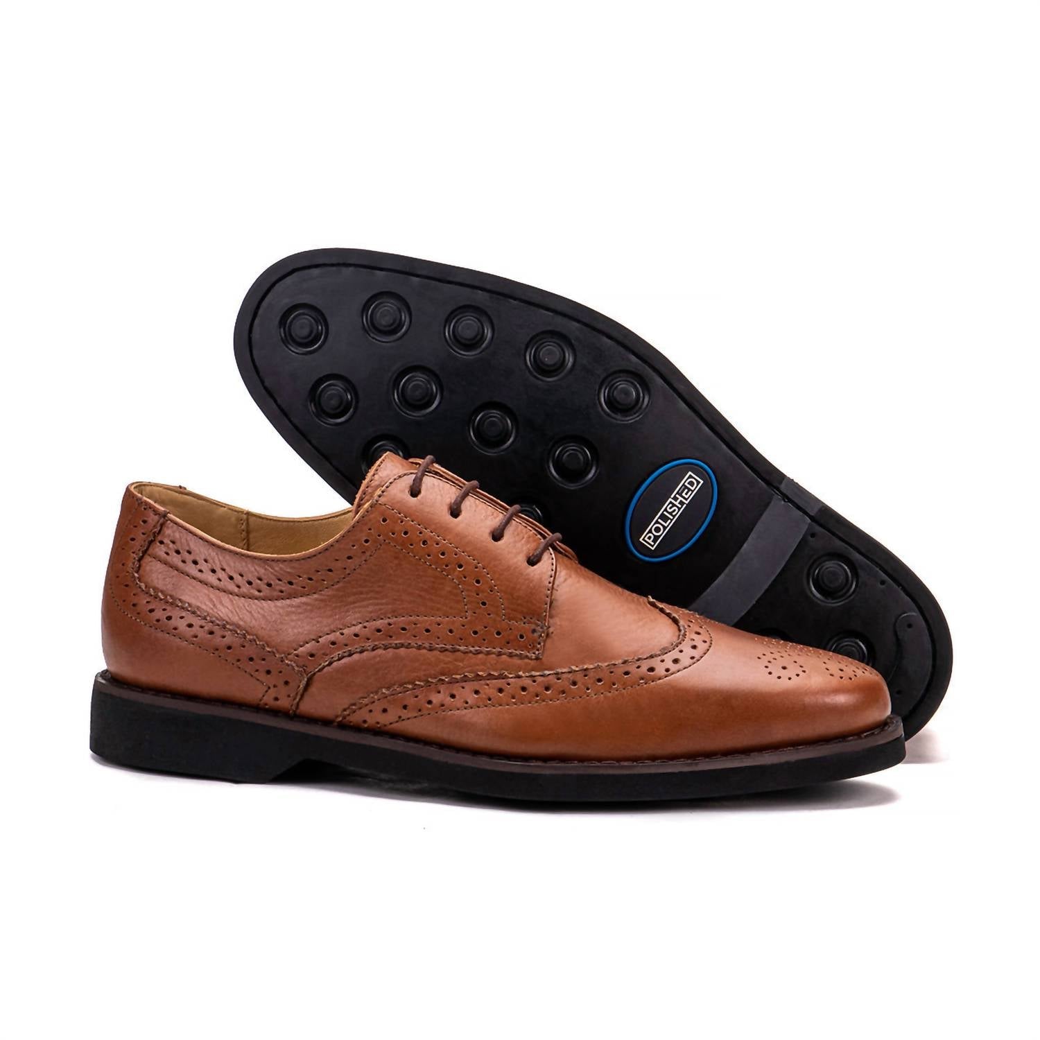 Men's Santiago Leather Derby Shoes In Conservative Cognac