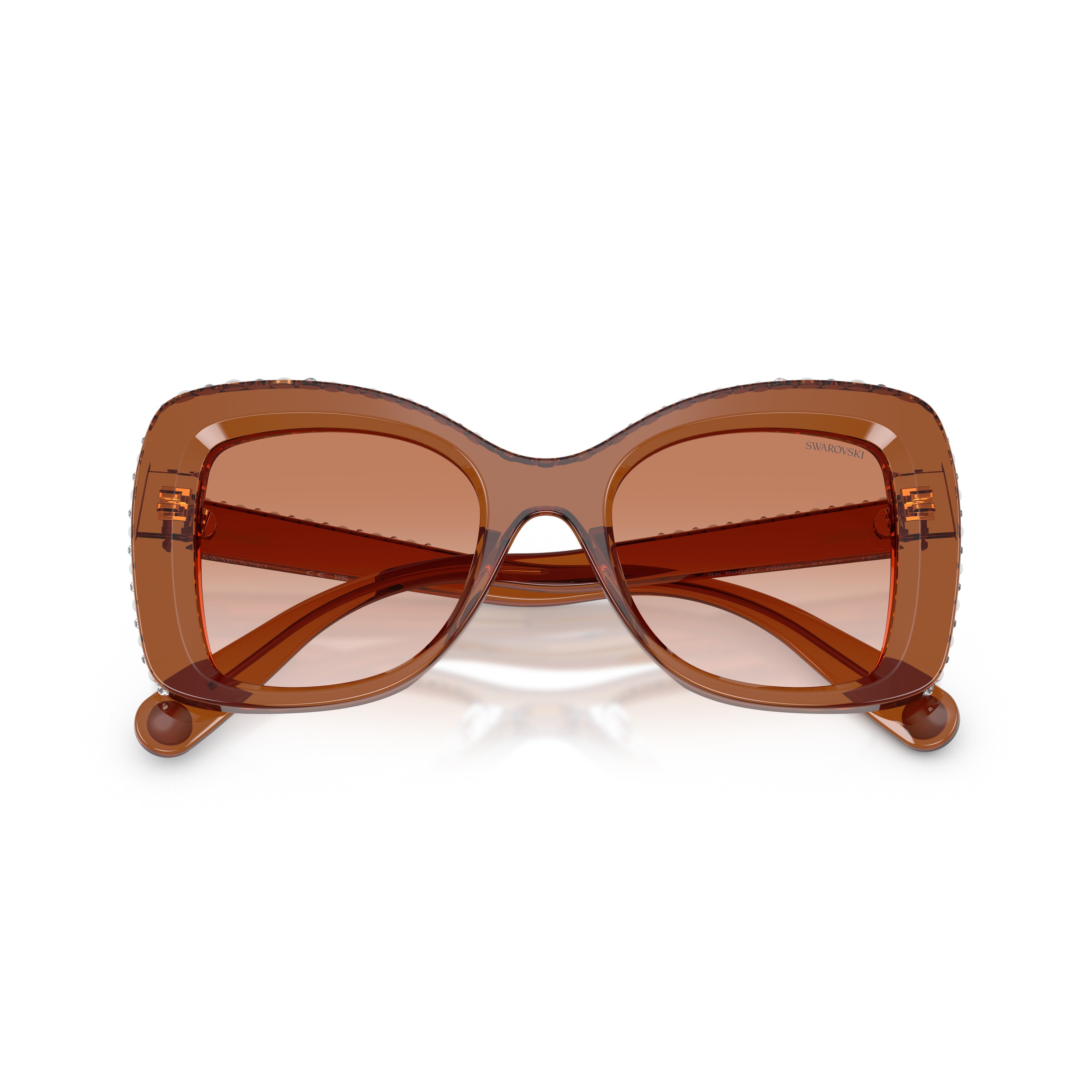 0Sk6062U Translucent Brown Acetate Sunglasses with Crystal Accents