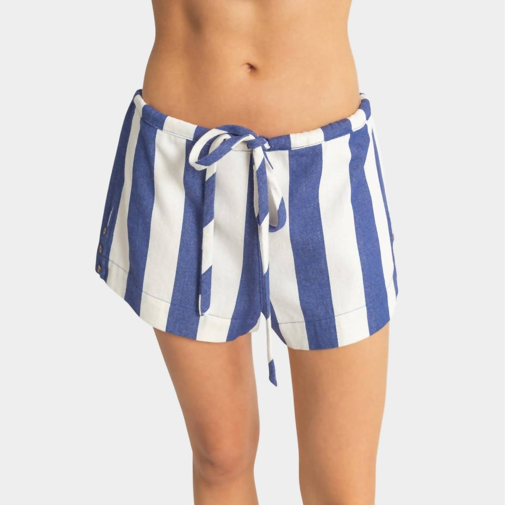 Boardwalk Stripe Shorts In Blue Cream