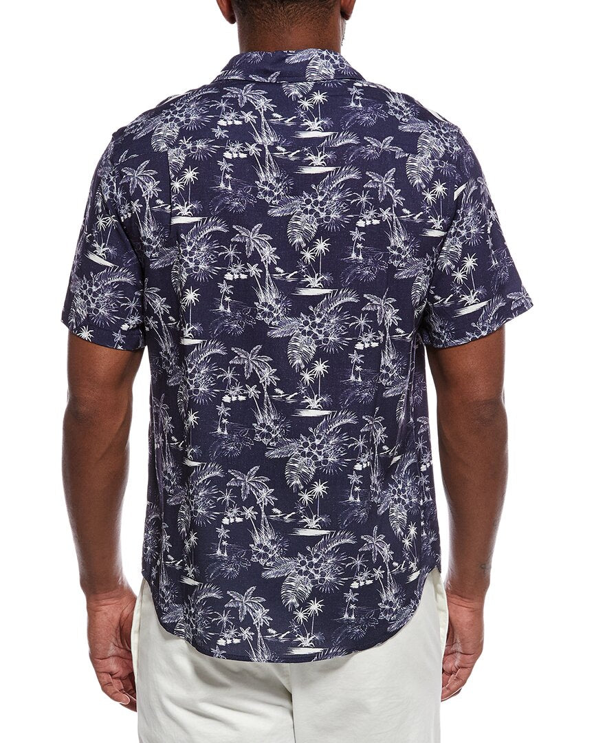 Onia Linen-Blend Printed Shirt