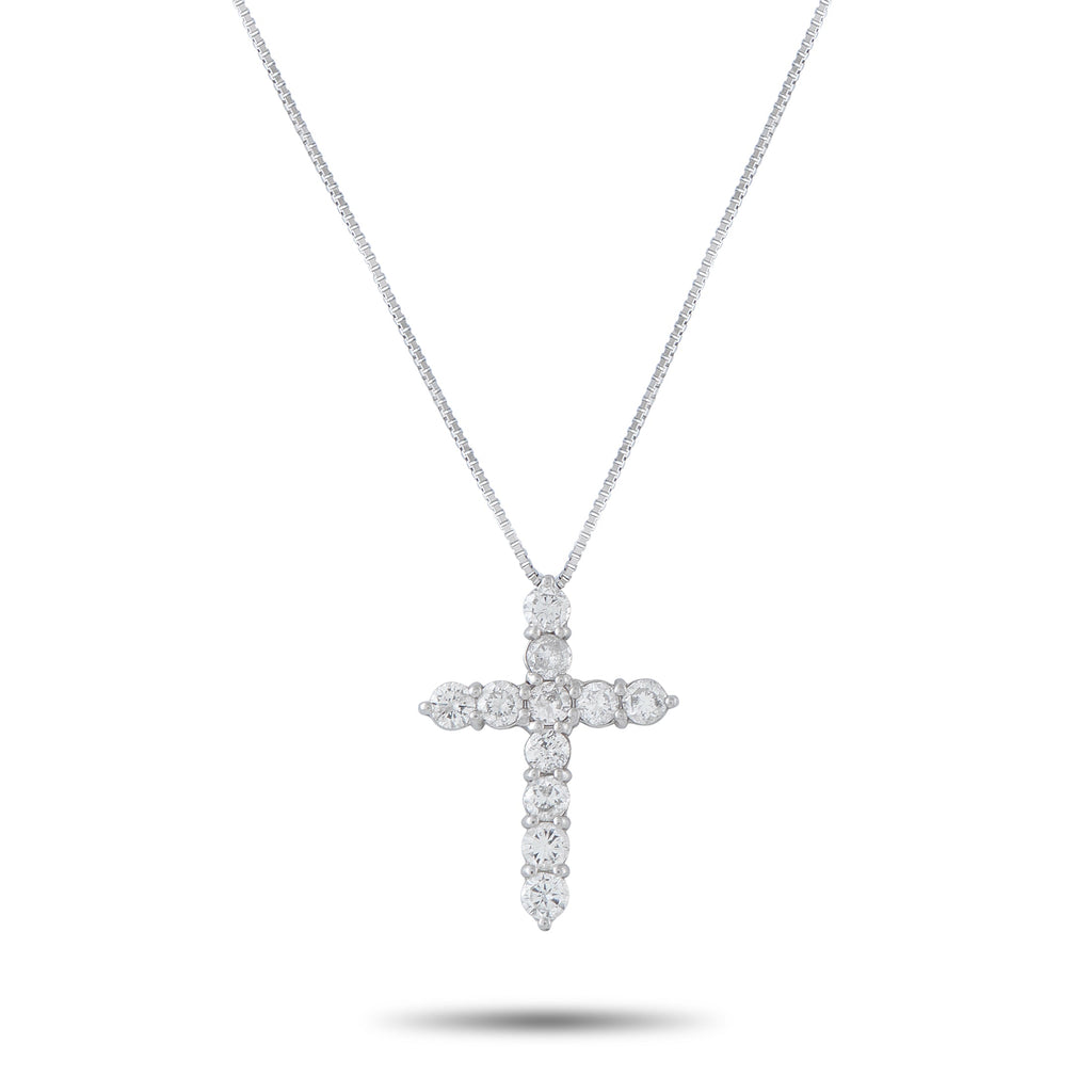 LB Exclusive Platinum 1.03ct Diamond Cross Pendant Necklace MF41-041326