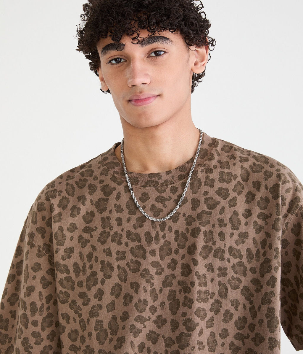 Aeropostale Leopard Print Heavyweight Crew Tee