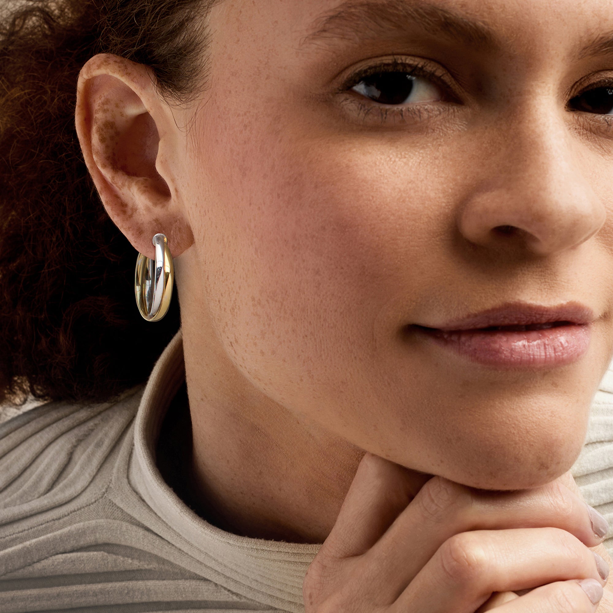 Ross-Simons Italian Sterling Silver and 18kt Gold Over Sterling Double-Hoop Earrings