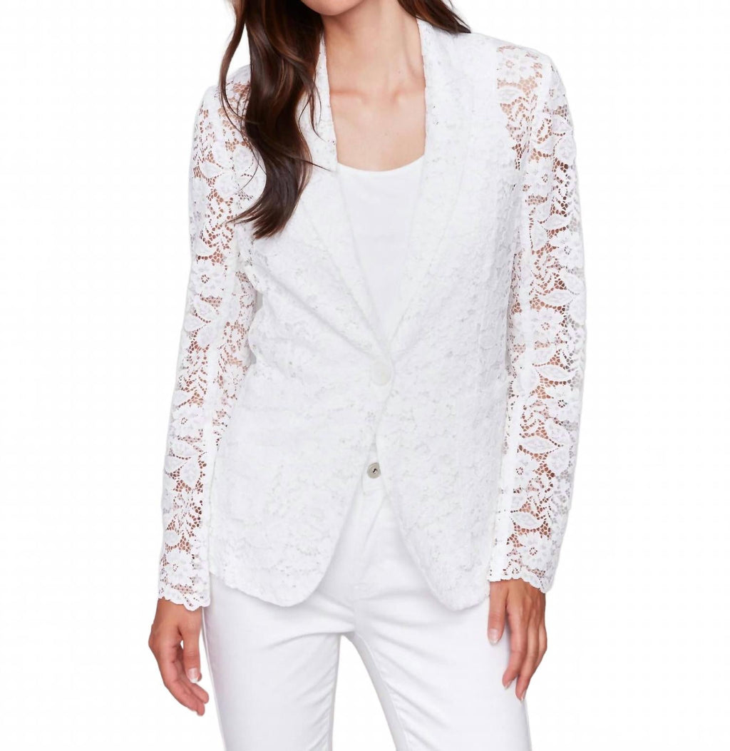 Lace Blazer In White