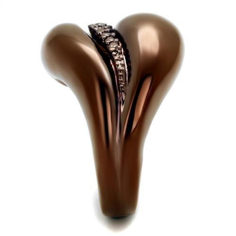 IP Coffee light Brass Ring with AAA Grade CZ in Light Coffee