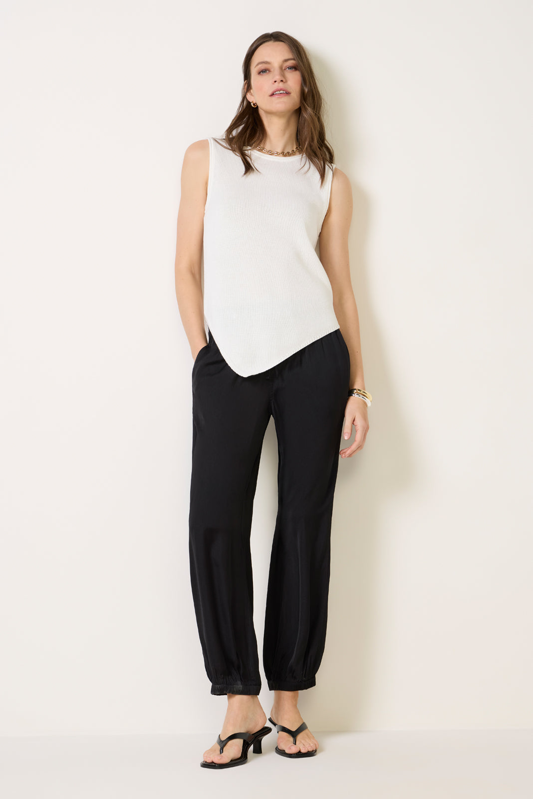 Women's Demi Sleeveless Asymmetrical Sweater Top