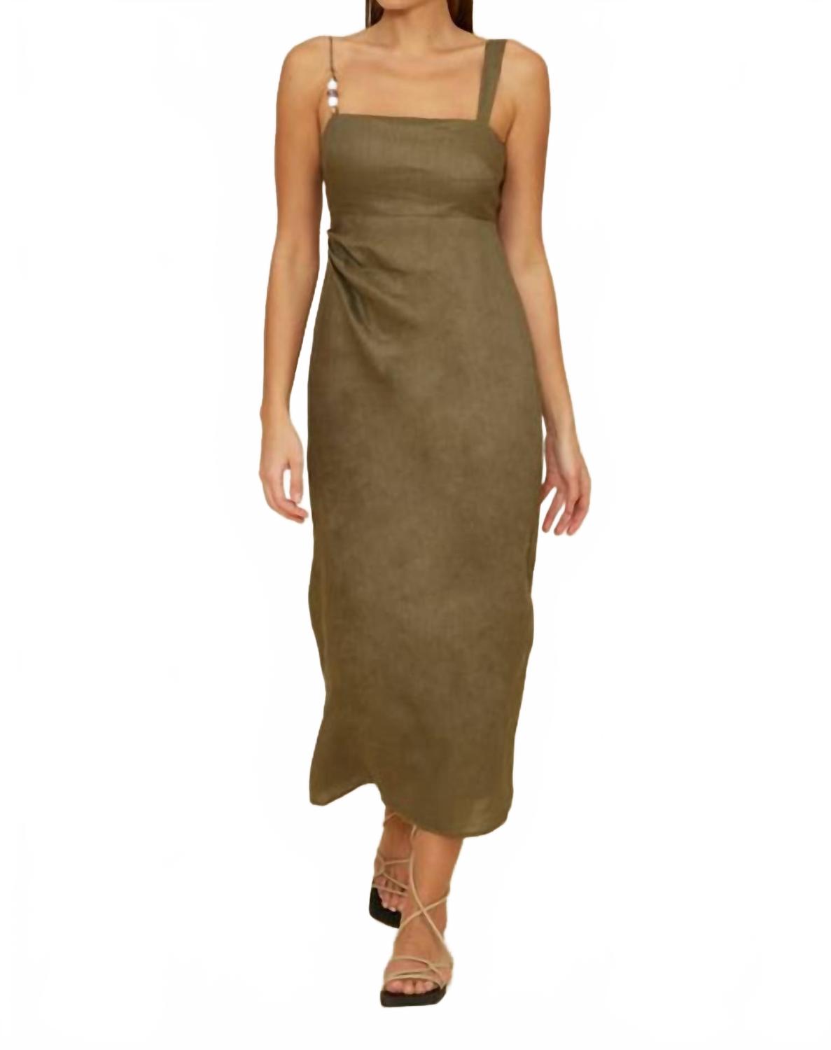 Fallon Bead Detail Dress In Olive