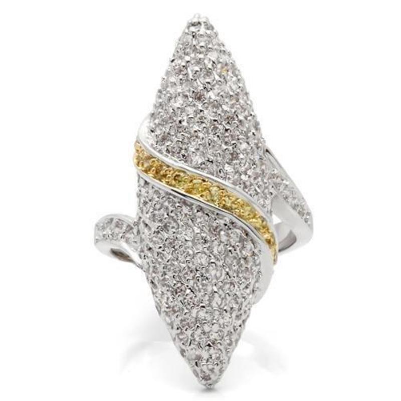Gold+Rhodium Brass Ring with AAA Grade CZ in Topaz