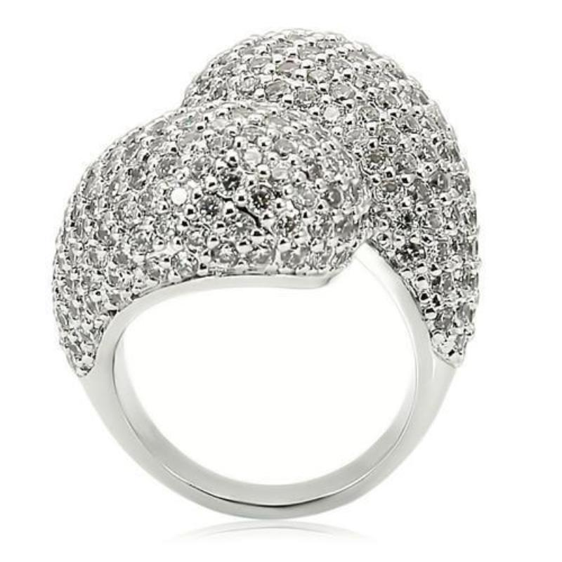Rhodium Brass Ring with AAA Grade CZ in Clear