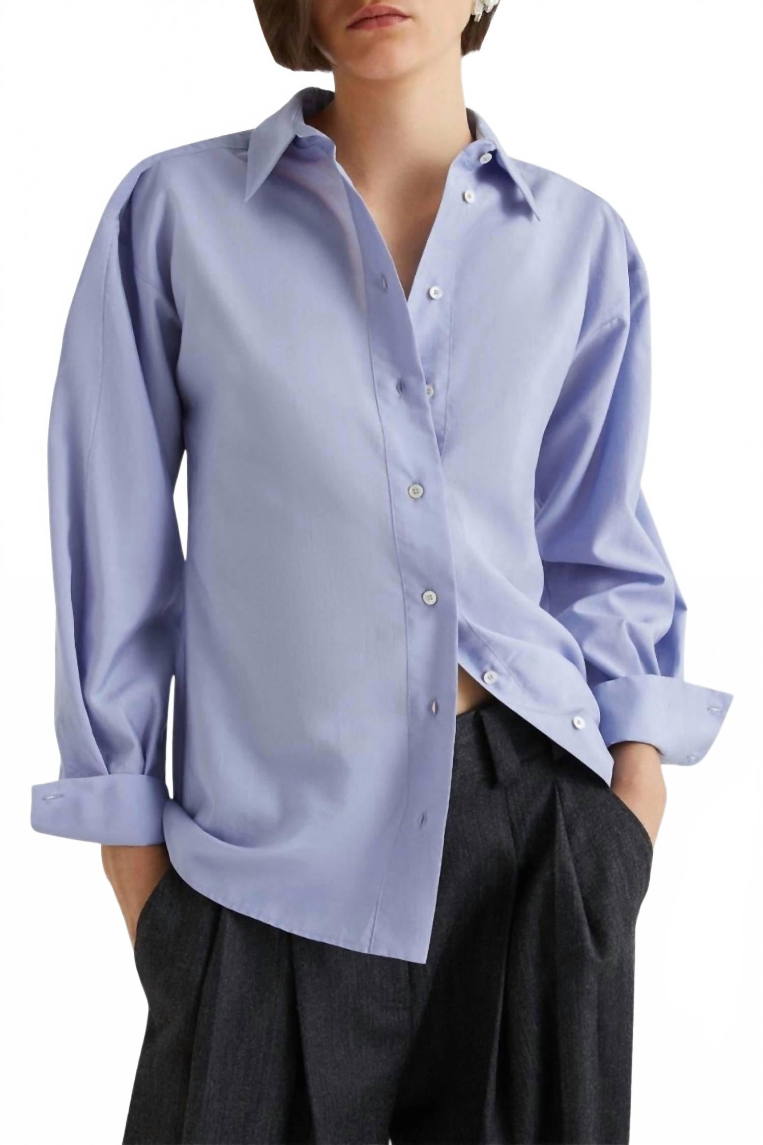 Orlaya Puff-Sleeves Shirt In Dust Blue