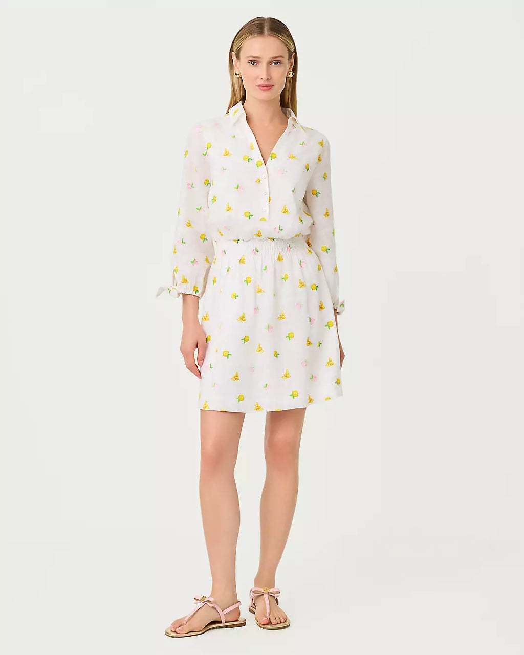 Abralynn Embroidered Linen Shirtdress