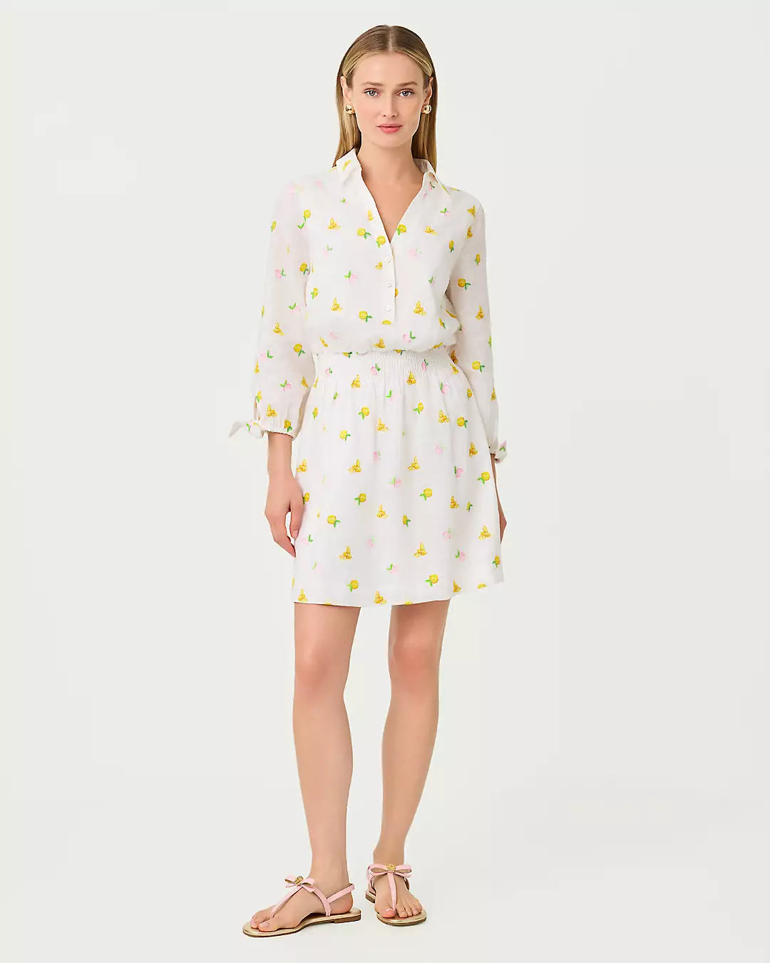 Abralynn Embroidered Linen Shirtdress