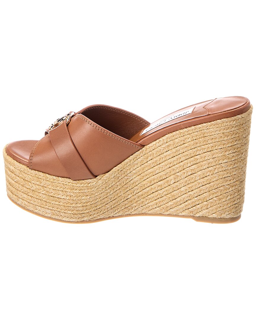Jimmy Choo Leda 100 Leather Wedge Sandal