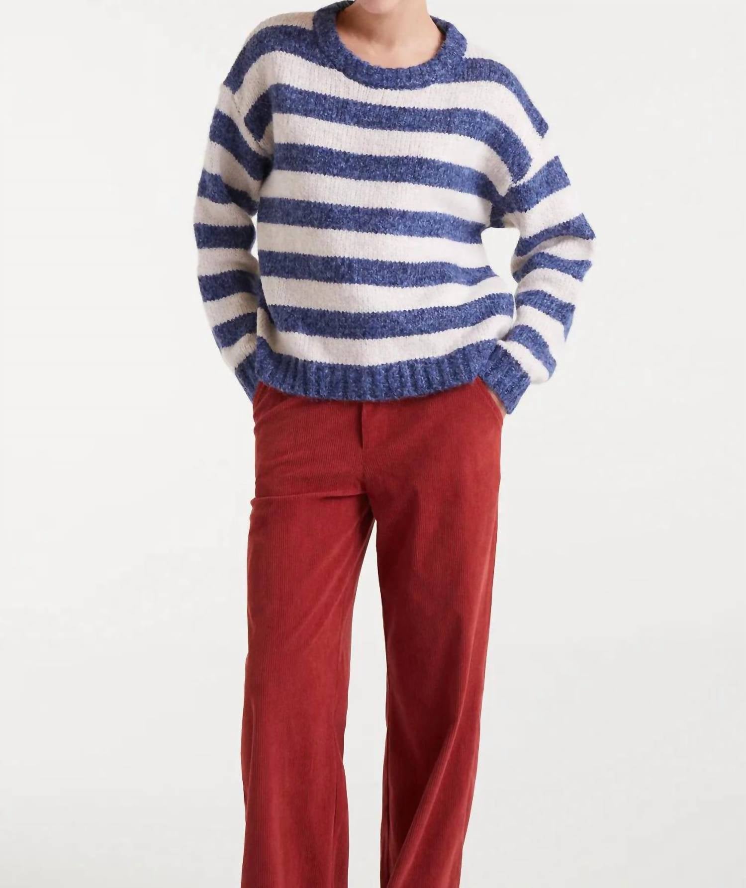 Rugby Stripe Sweater In Blue