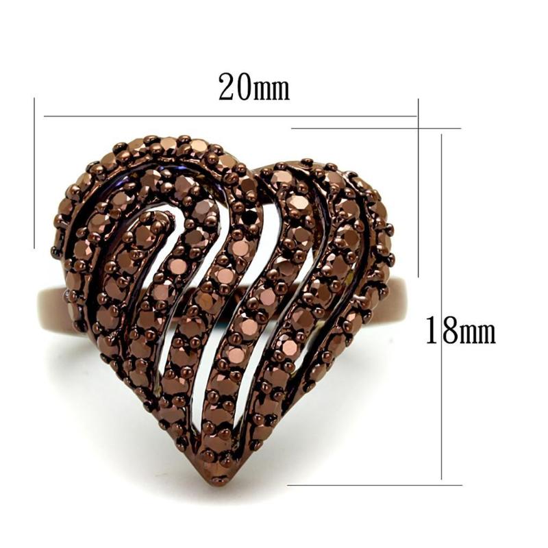 IP Coffee light Brass Ring with AAA Grade CZ in Light Coffee