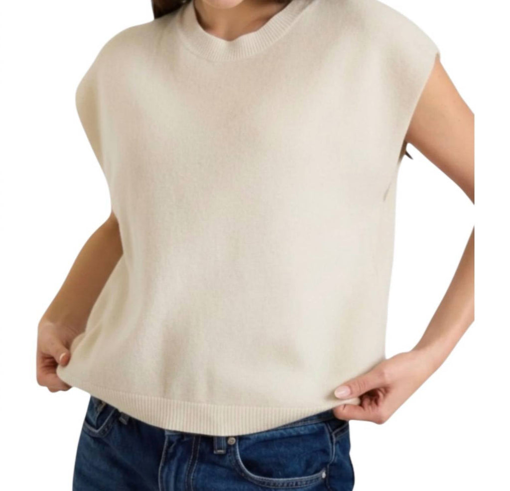Tabby Cashmere Tank Top In Antique White
