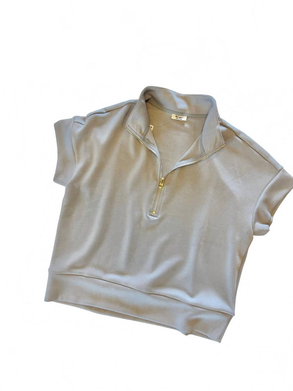 Short Sleeve Half Zip Shirt In Heather Grey