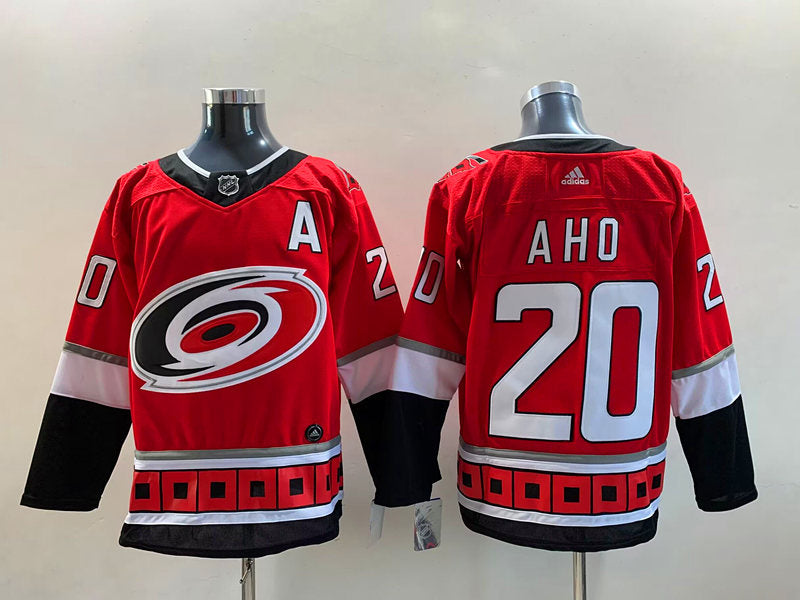 Men's Carolina Hurricanes Sebastian Aho #20 Red Home Breakaway Player jersey
