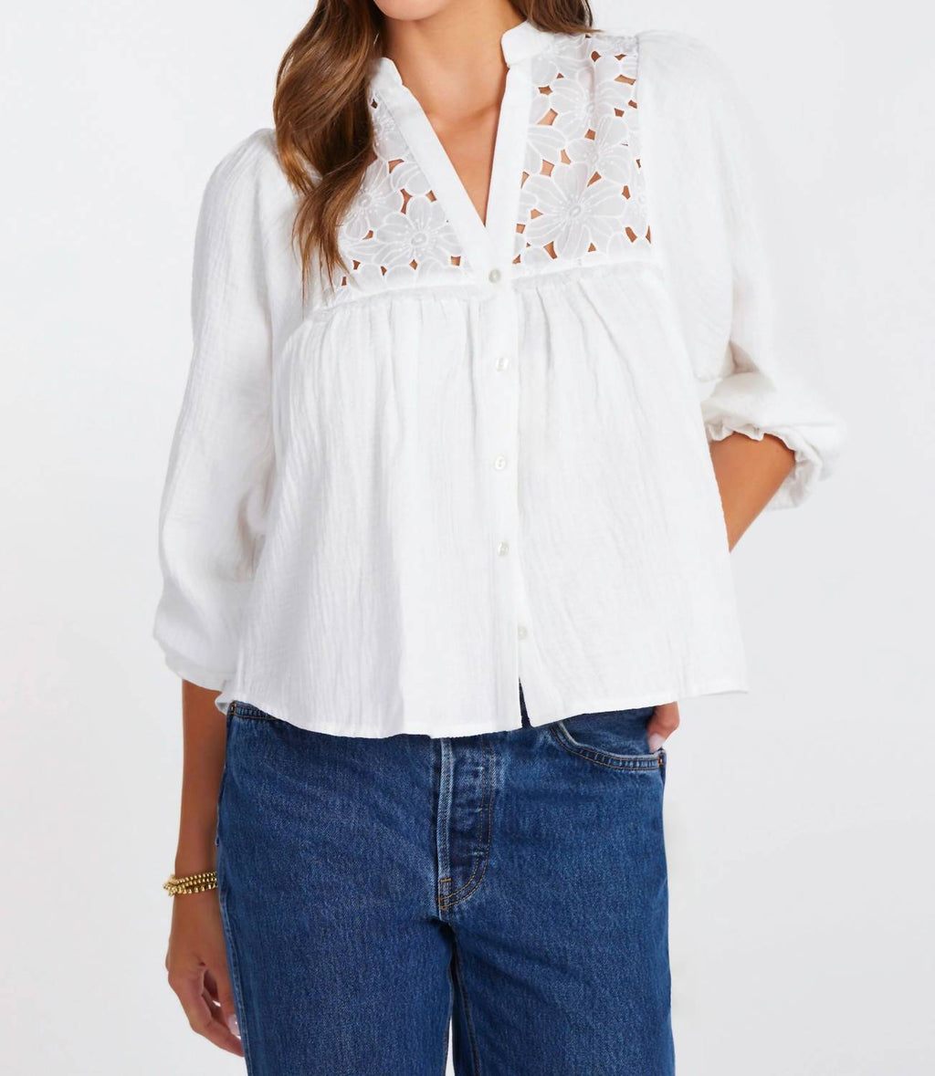 Flora Textured Blouse In Salt