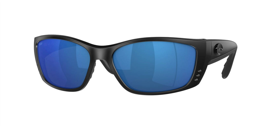 Men's Fisch Reader Rectangular Polarized Sunglasses In Matte Black/blue Mirror