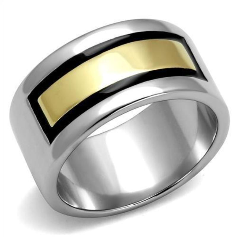 Two-Tone IP Gold (Ion Plating) Stainless Steel Ring with Epoxy in Jet