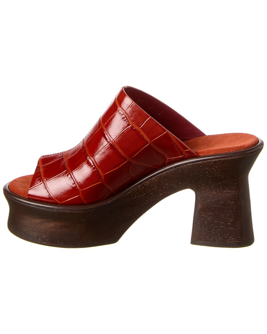 Ferragamo Samanta Croc-Embossed Leather Platform Sandal