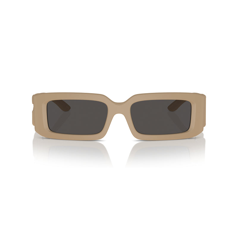Dolce & Gabbana Sunglasses Rectangle Full Rim, Rubberized Beige Frame And Dark Grey Lens Dg6197329287