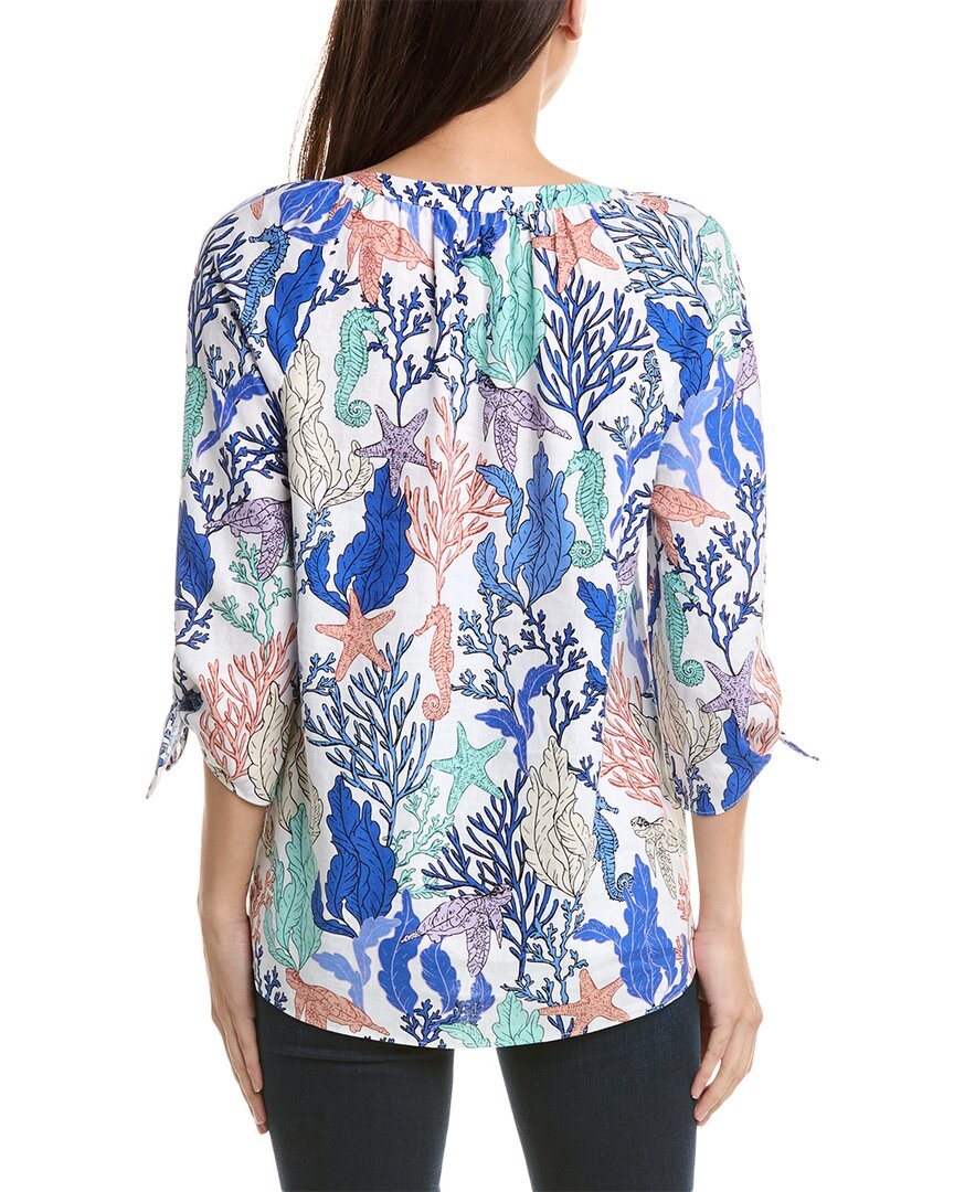 Jones New York Tie Cuff Linen-Blend Top