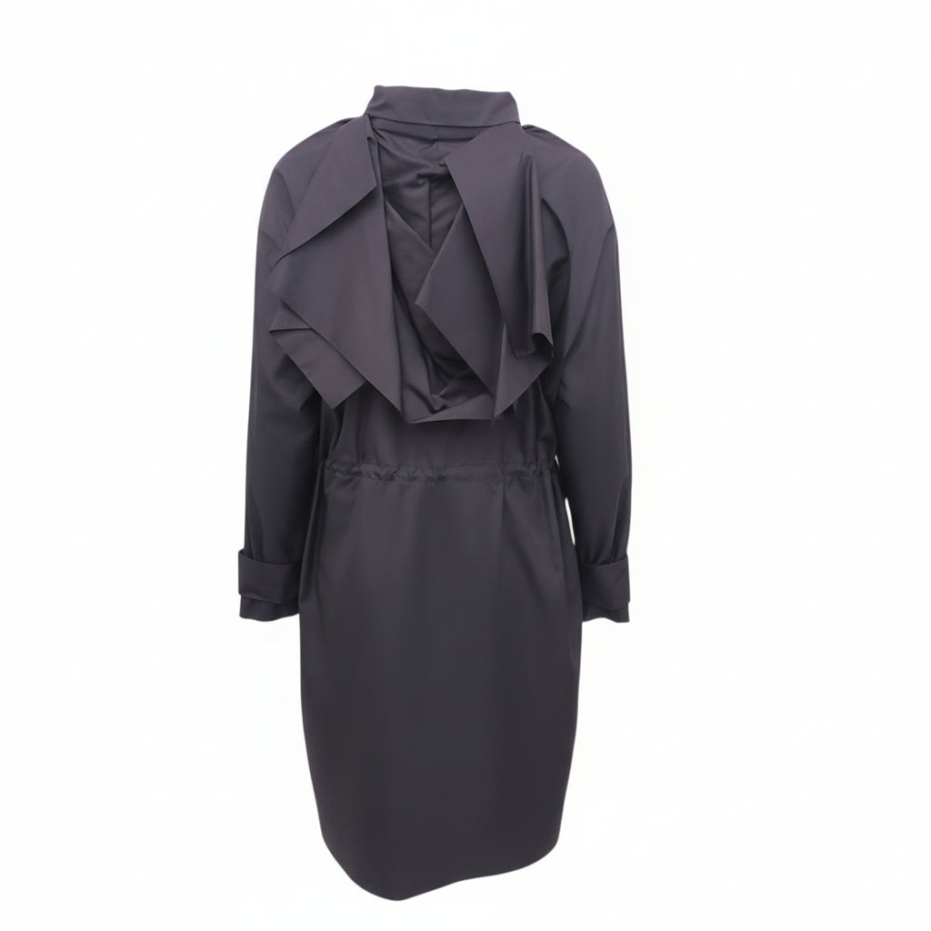 OFF-WHITE BLACK TRENCH COAT WITH ORANGE LOGO DETAIL - SIZE 40