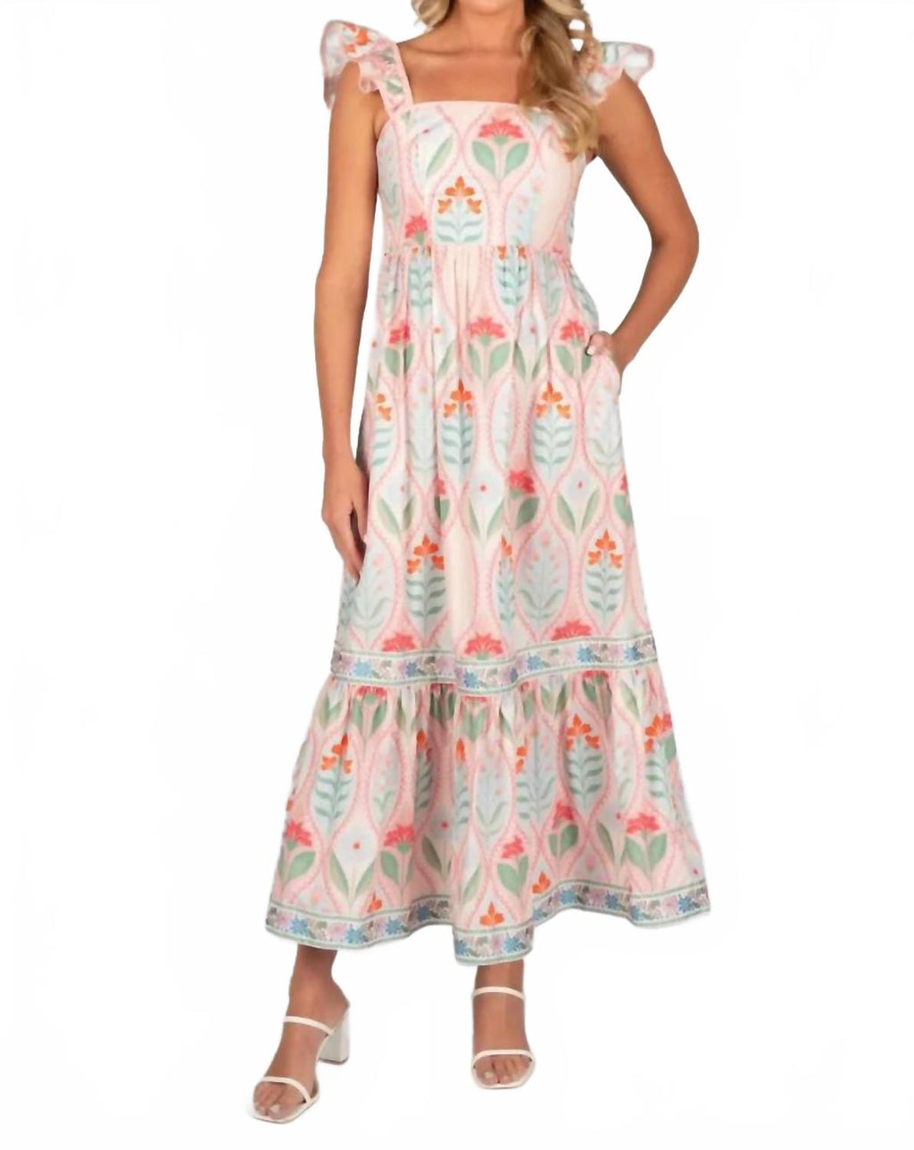 Oleander Maxi Dress In Petal Trellis