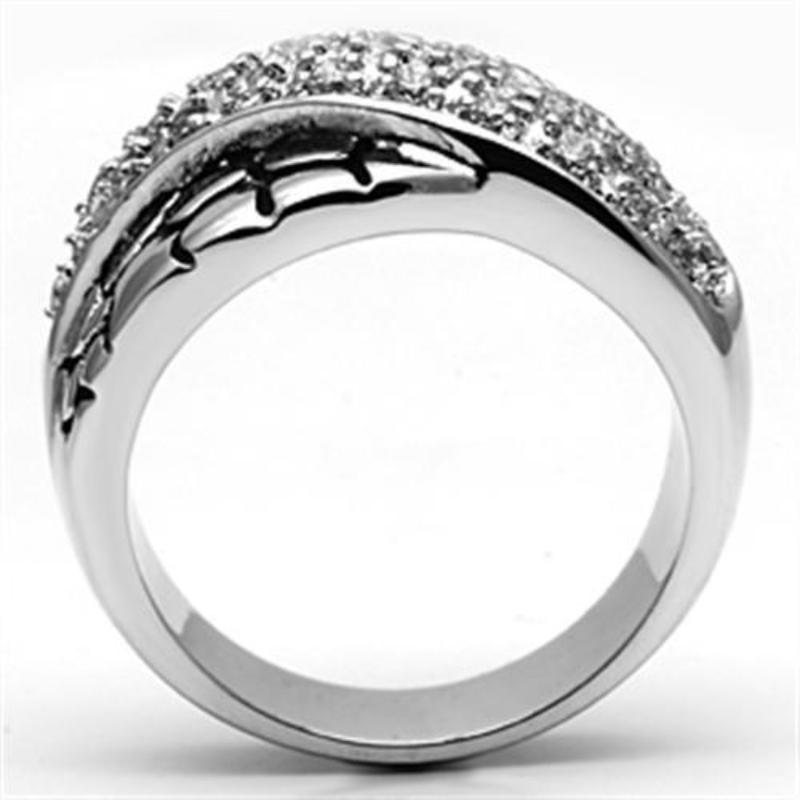 Rhodium Brass Ring with AAA Grade CZ in Clear