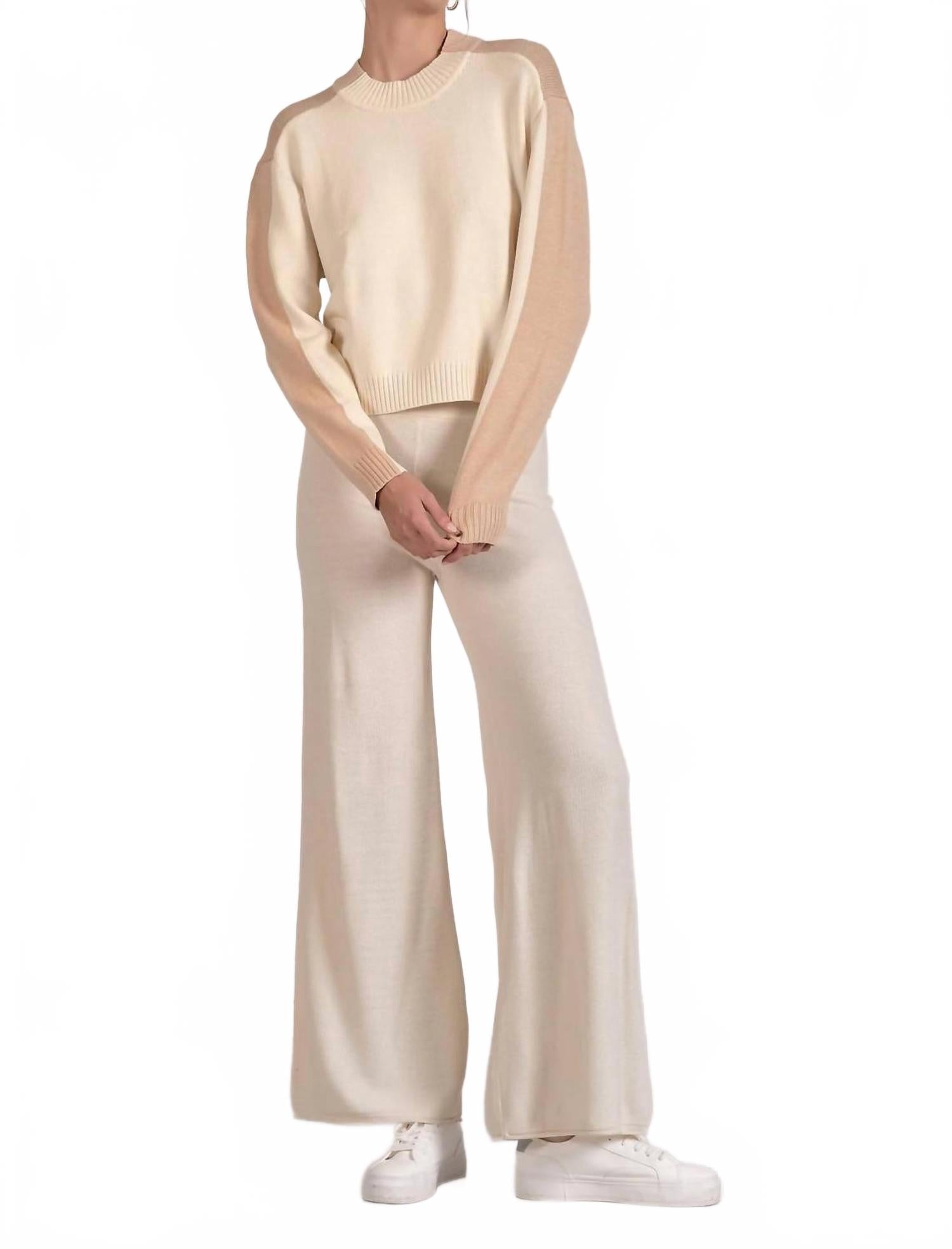 Mila Colorblock Sweater In Beige