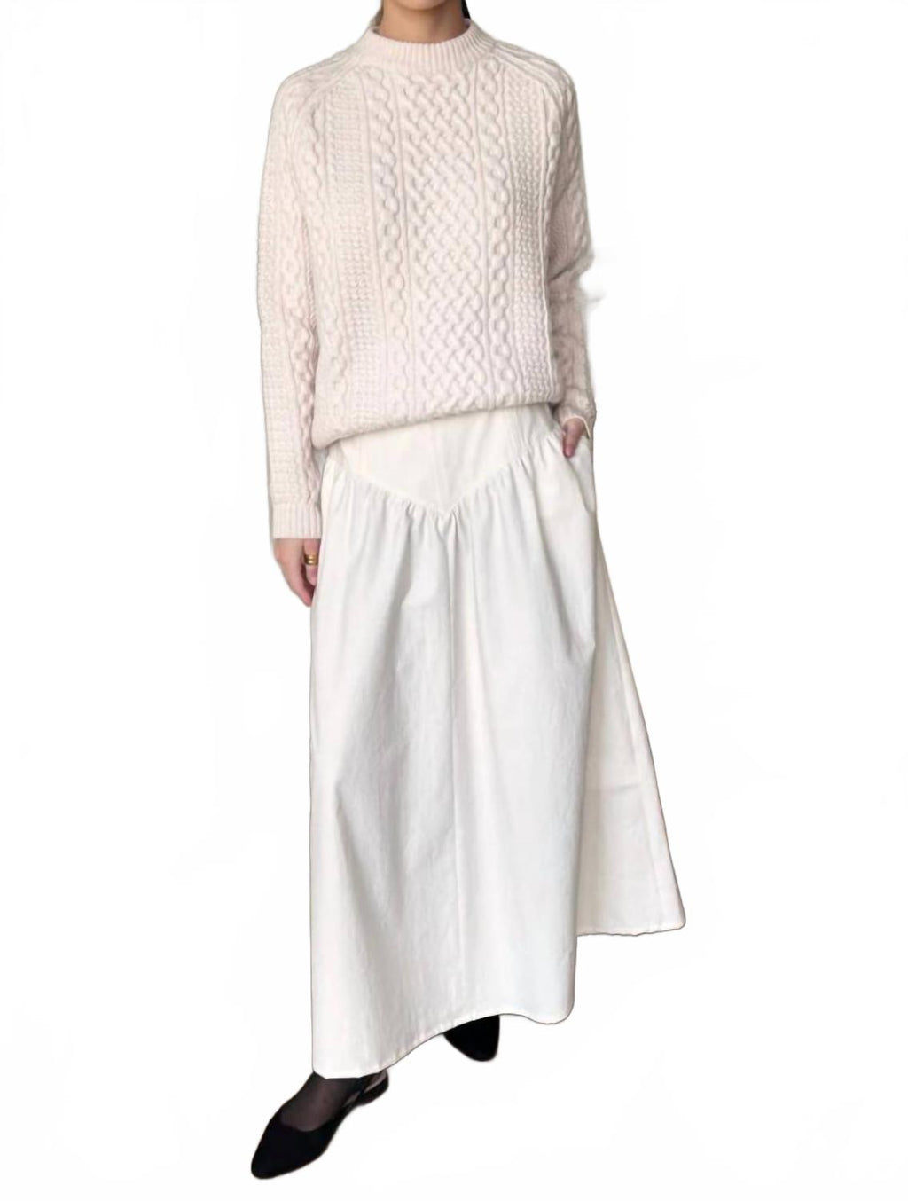 A-Line Maxi Skirt In White Swan
