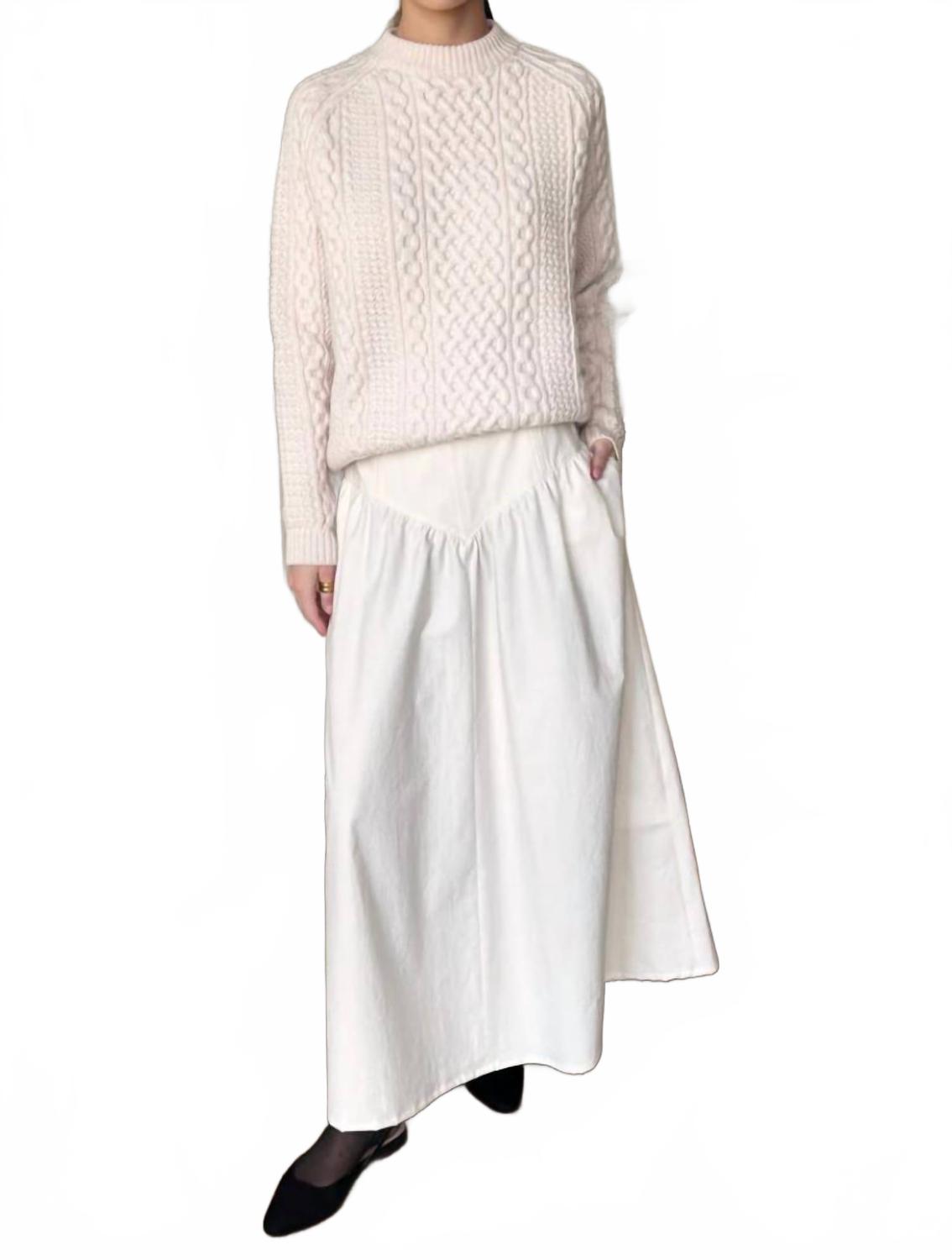 A-Line Maxi Skirt In White Swan