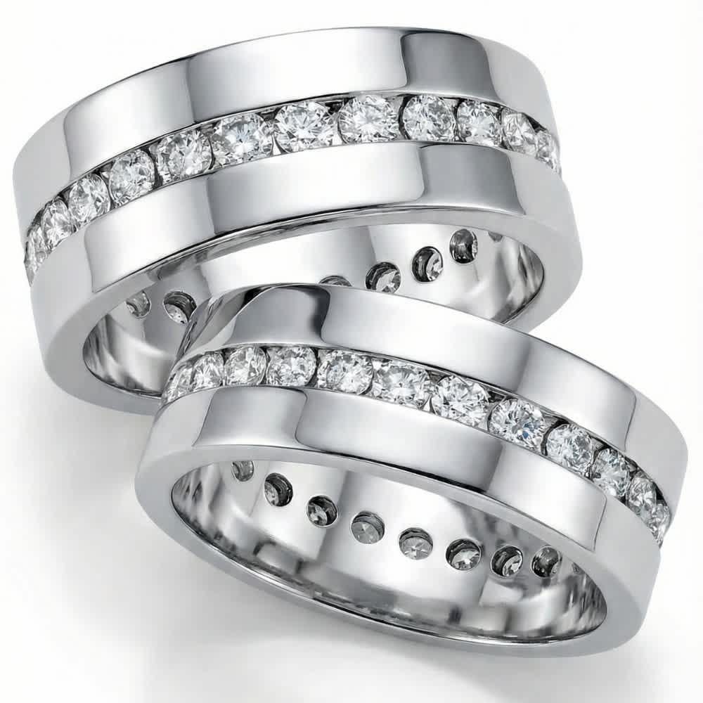3ct Matching Diamond Eternity Wedding Band Ring Set Size Selectable