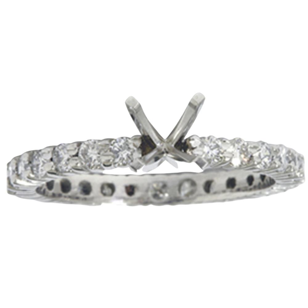 1ct Diamond Eternity Engagement Ring 14K White Gold Setting Semi Mount Size Selectable
