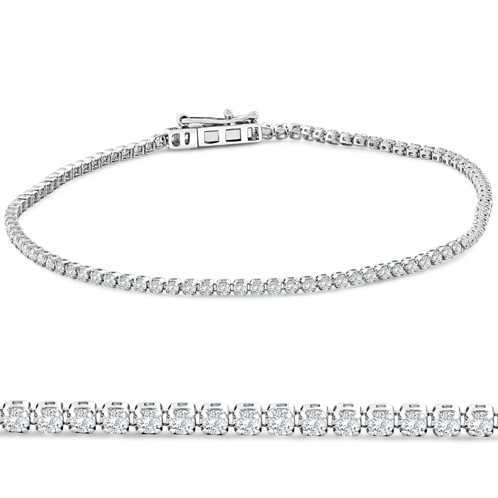 1.23Ct Diamond Lightweight 7" Tennis Bracelet 14k Gold Lab Grown