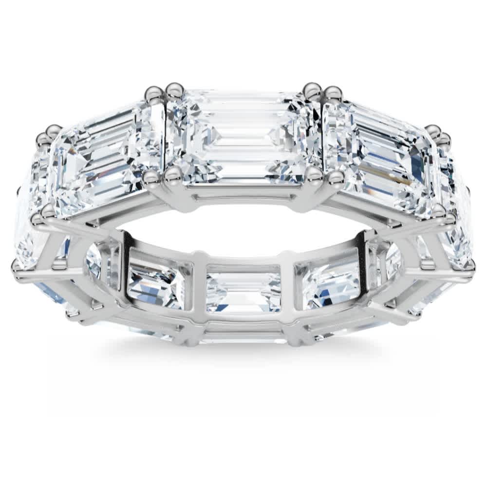 10Ct Emerald Cut Diamond Eternity Ring East West Set 14k White Gold Lab Grown