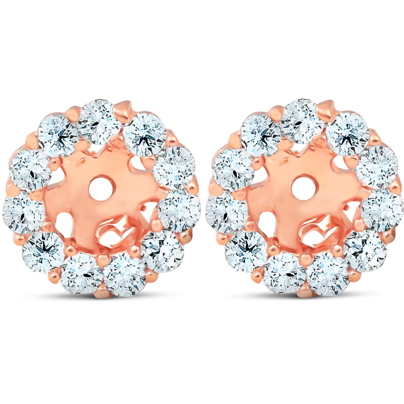 3/8ct Halo Diamond Earring Jackets 14K Rose Gold (4mm)