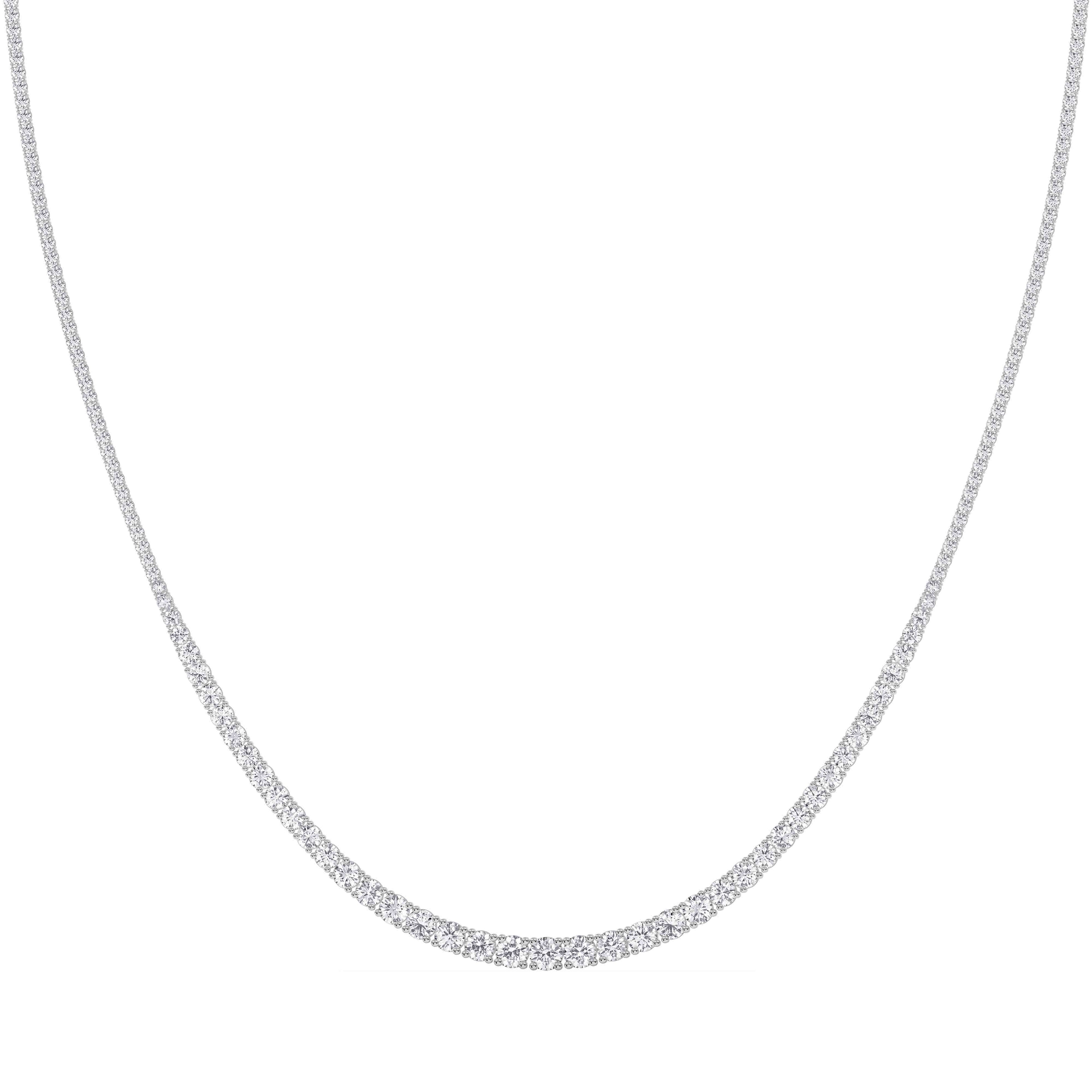 10Ct Graduated Diamond Tennis Necklace Lab Grown 14k Gold 18"