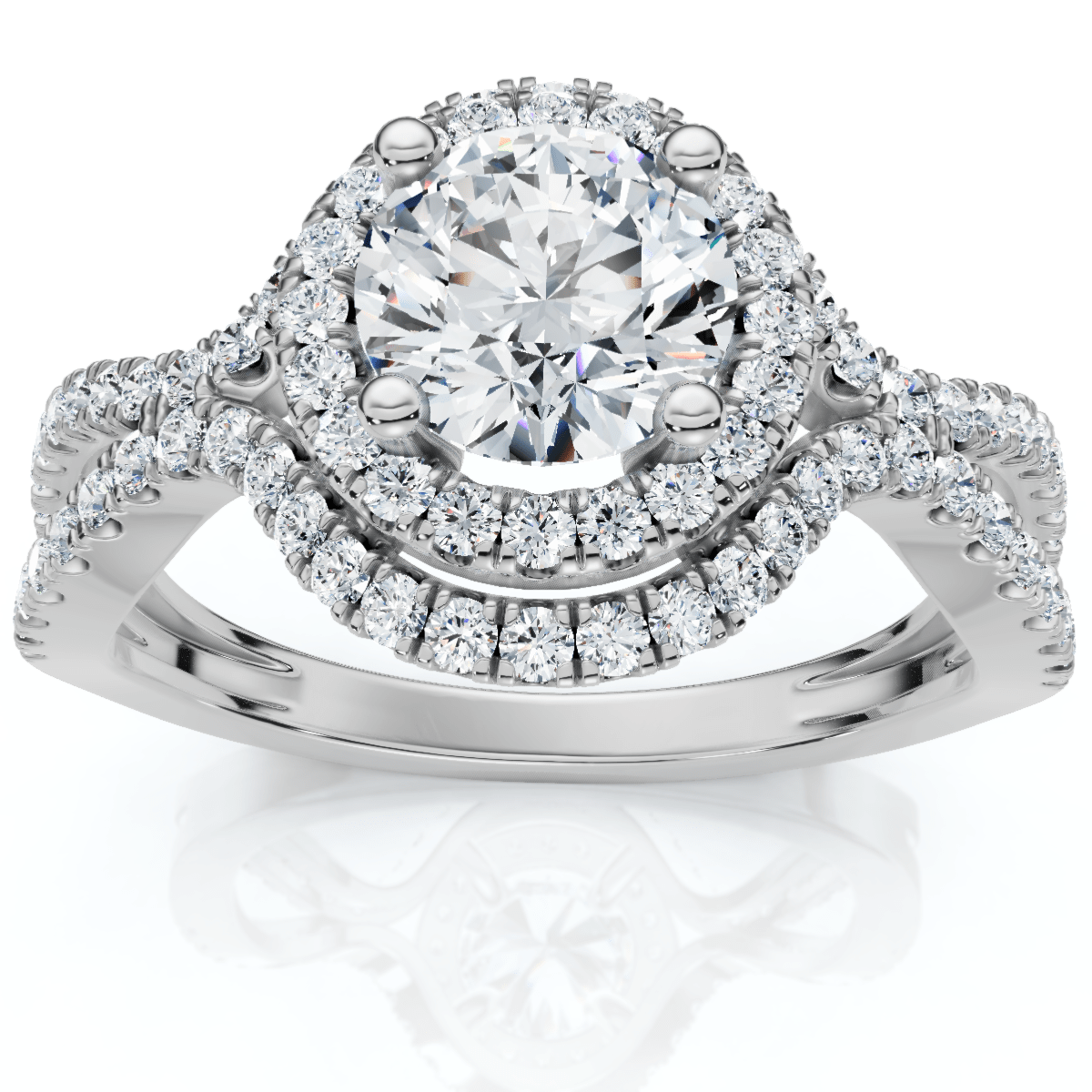 1 1/10Ct Lina Diamond Halo Engagement Ring 14k Gold or Platinum Lab Grown