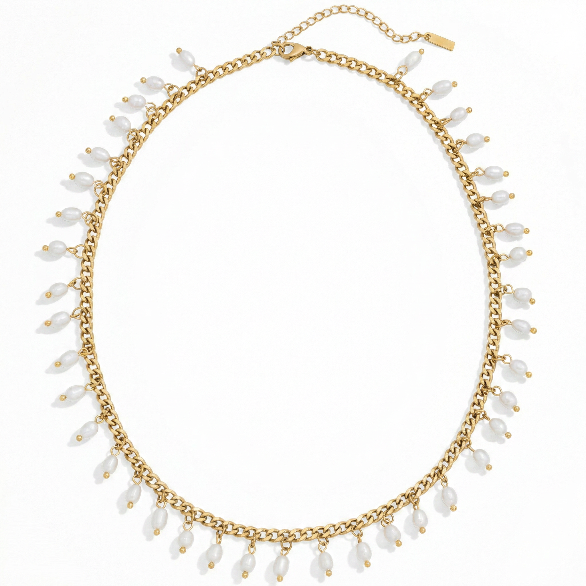 Vicentina 18k Yellow Gold Plated 16" Fresh Water Pearl Necklace