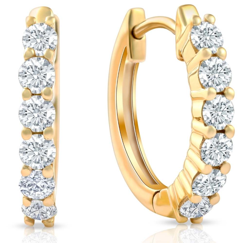3/4 cttw Lab Grown Diamond Hoops in White or Yellow Gold 1/2" Tall